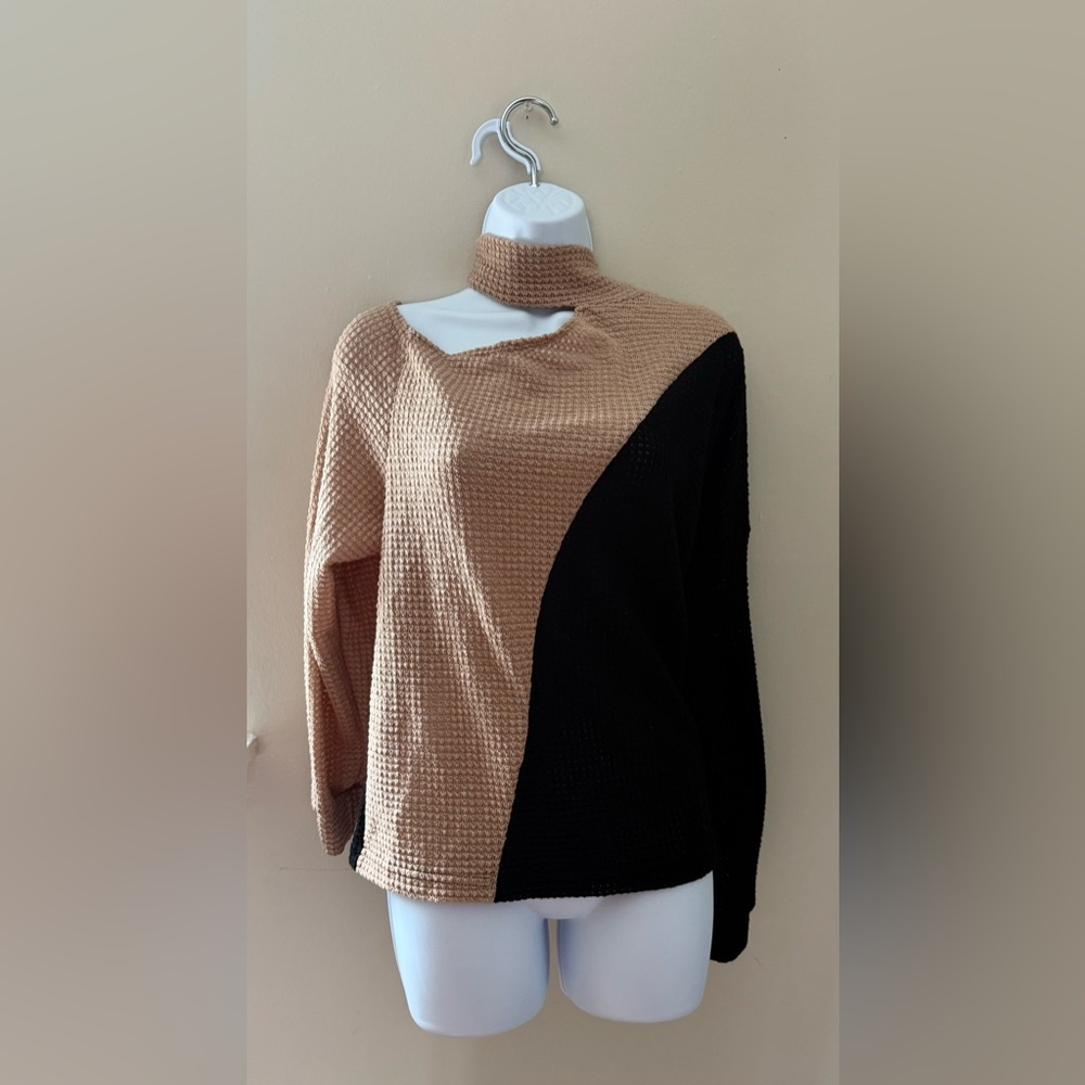 SHEIN Two-Tone Women's Off Shoulder Sweater